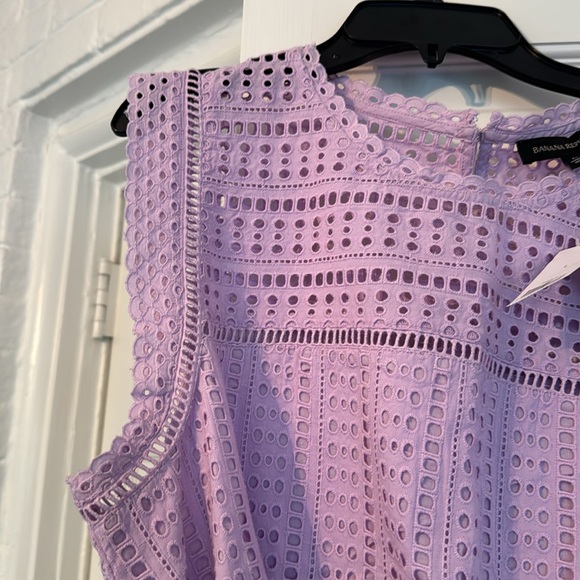 Banana Republic lilac eyelet tie waist blouse - Picture 3 of 5